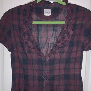 Unique* Converse One Star short sleeve |plaid | tunic | button up | tie waist